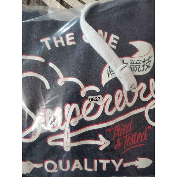 Superdry Grit Tab Vtg Hoodie Pullover With Drawstrings Navy Blue Large - Picture 14 of 14